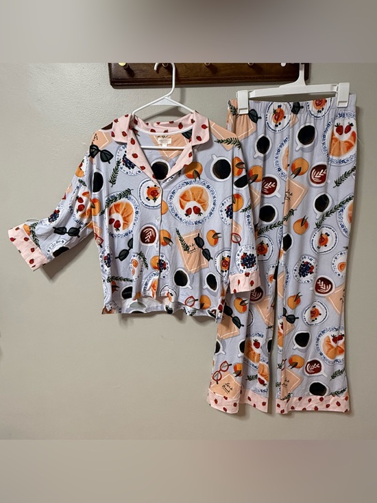 Beauty Sleep Social Other - Beauty Sleep Social Pajama Set Womens Breakfast Coffee Croissant Billie Small